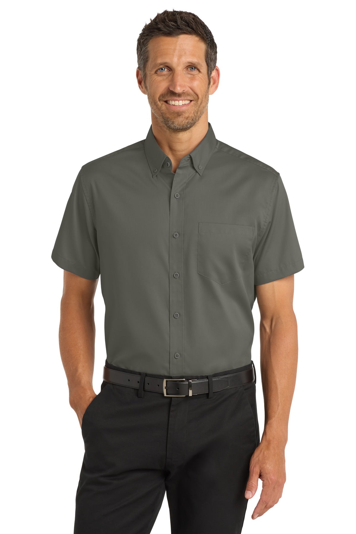 Port Authority Short Sleeve SuperPro Twill Shirt - Sterling Grey