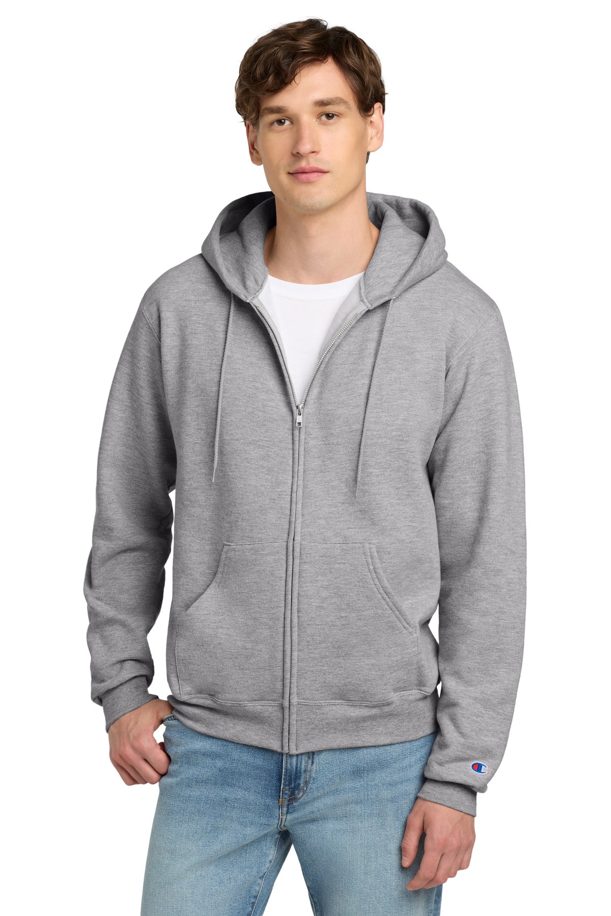 Champion Powerblend Full-Zip Hoodie - Light Steel