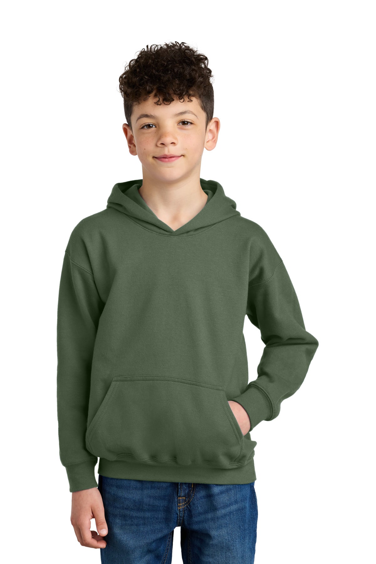 Gildan Youth Softstyle Midweight Fleece Hoodie - Military Green