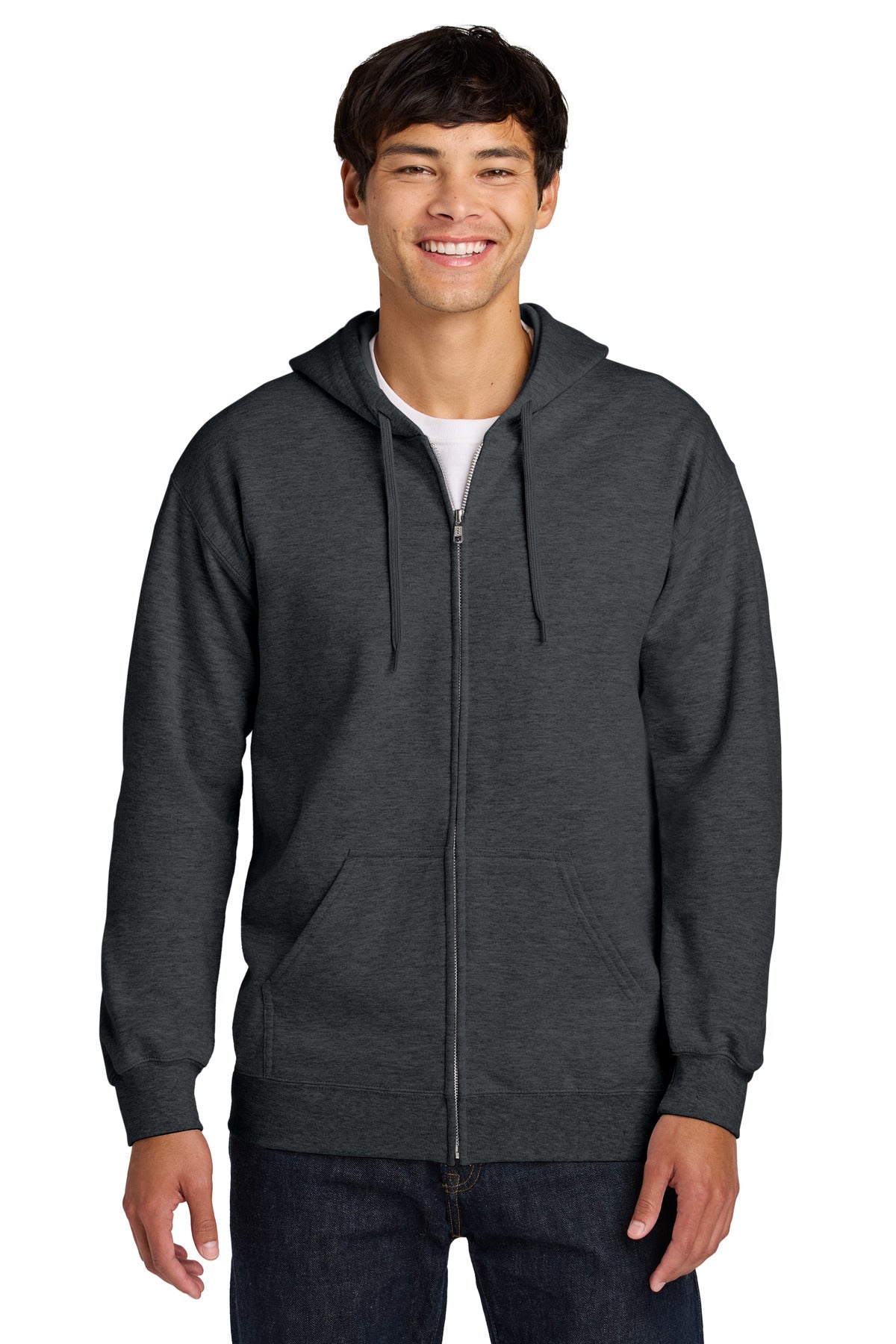 Gildan Softstyle Midweight Fleece Full-Zip Hooded Sweatshirt - Dark Heather
