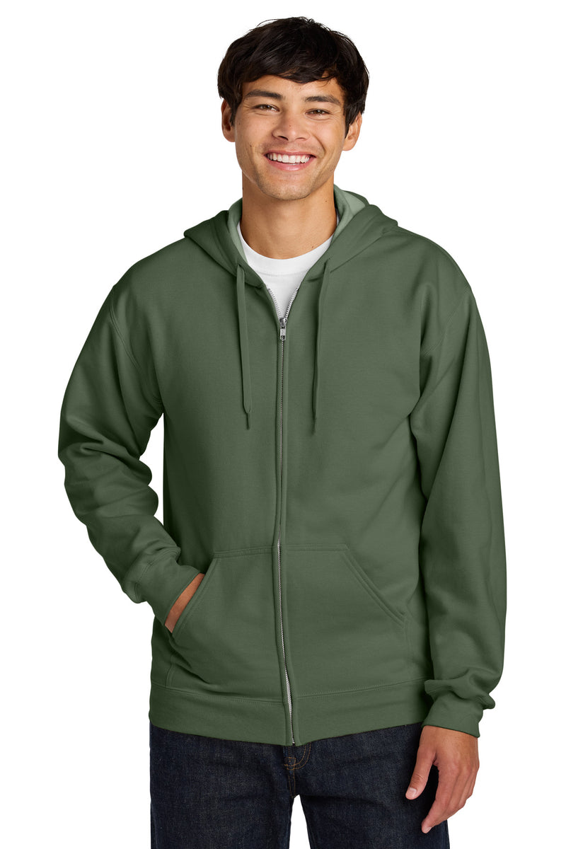Gildan Softstyle Midweight Fleece Full-Zip Hooded Sweatshirt - Military Green