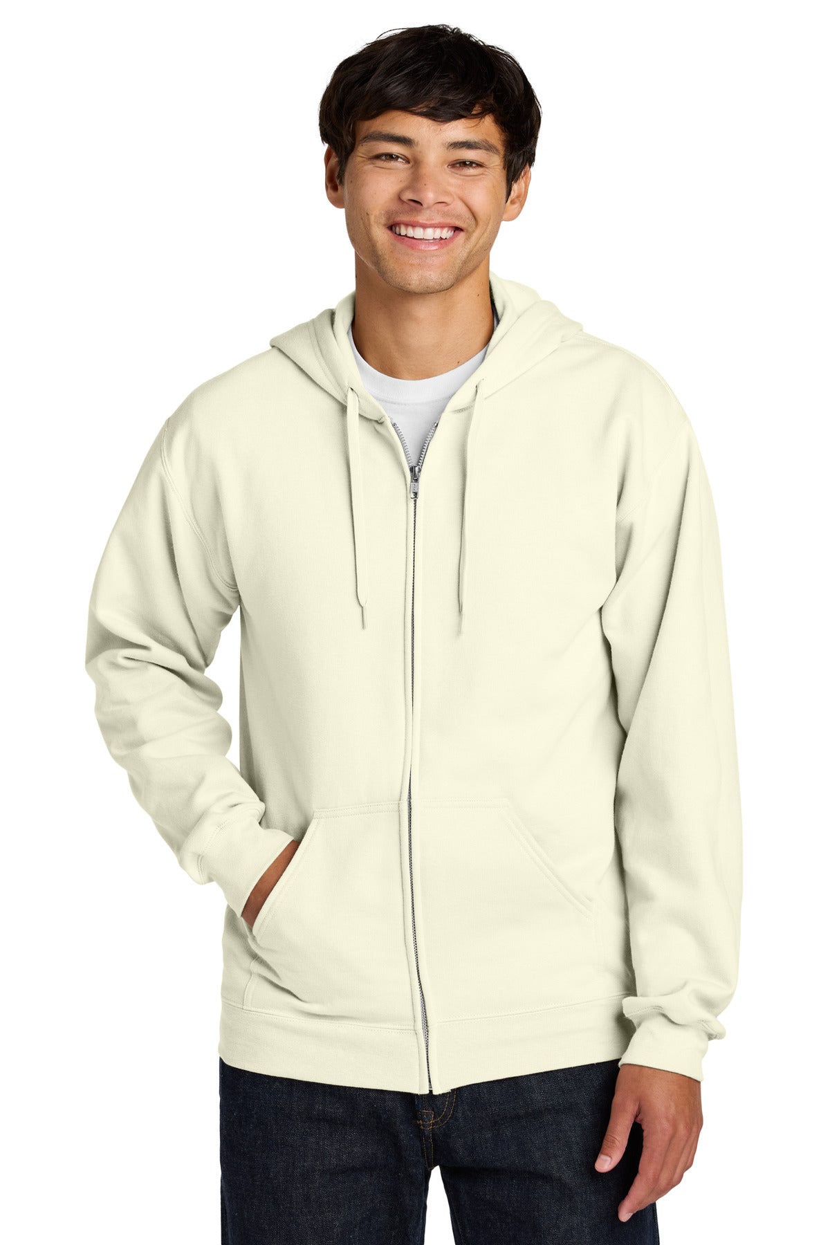 Gildan Softstyle Midweight Fleece Full-Zip Hooded Sweatshirt - Off White