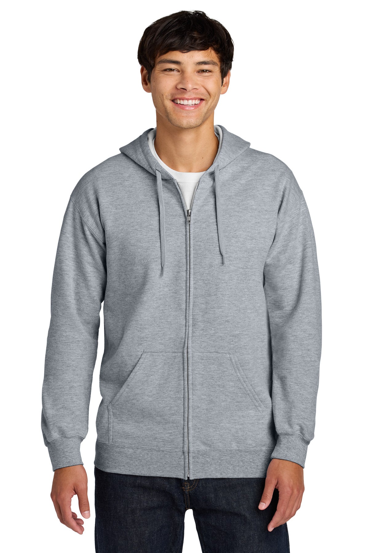 Gildan Softstyle Midweight Fleece Full-Zip Hooded Sweatshirt - Ring Spun Sport Grey