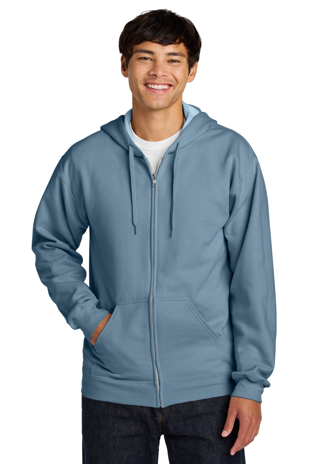 Gildan Softstyle Midweight Fleece Full-Zip Hooded Sweatshirt - Stone Blue