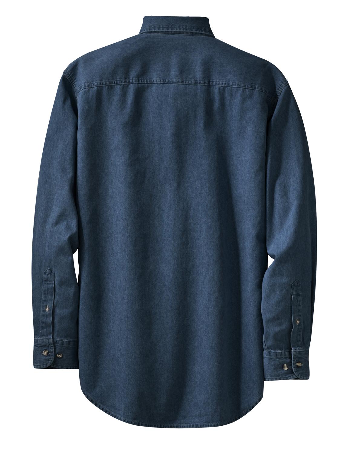 Port & Co Long Sleeve Value Denim Shirt - Ink Blue