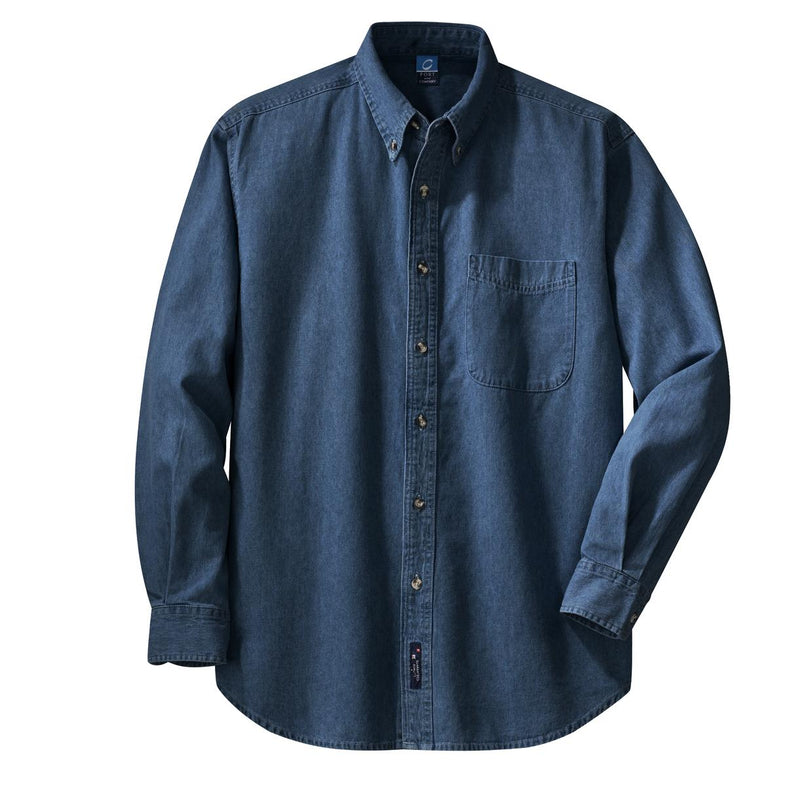 Port & Co Long Sleeve Value Denim Shirt - Ink Blue
