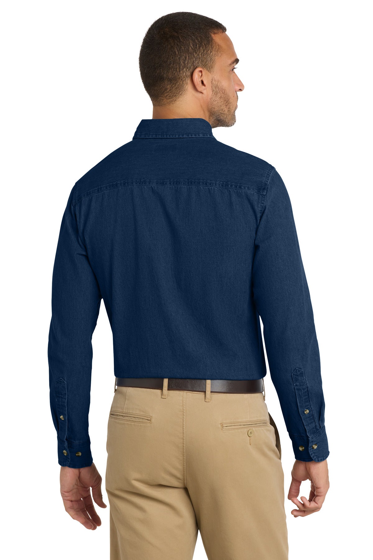 Port & Co Long Sleeve Value Denim Shirt - Ink Blue