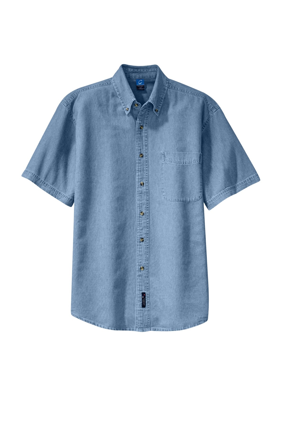 Port & Co Short Sleeve Value Denim Shirt - Faded Blue