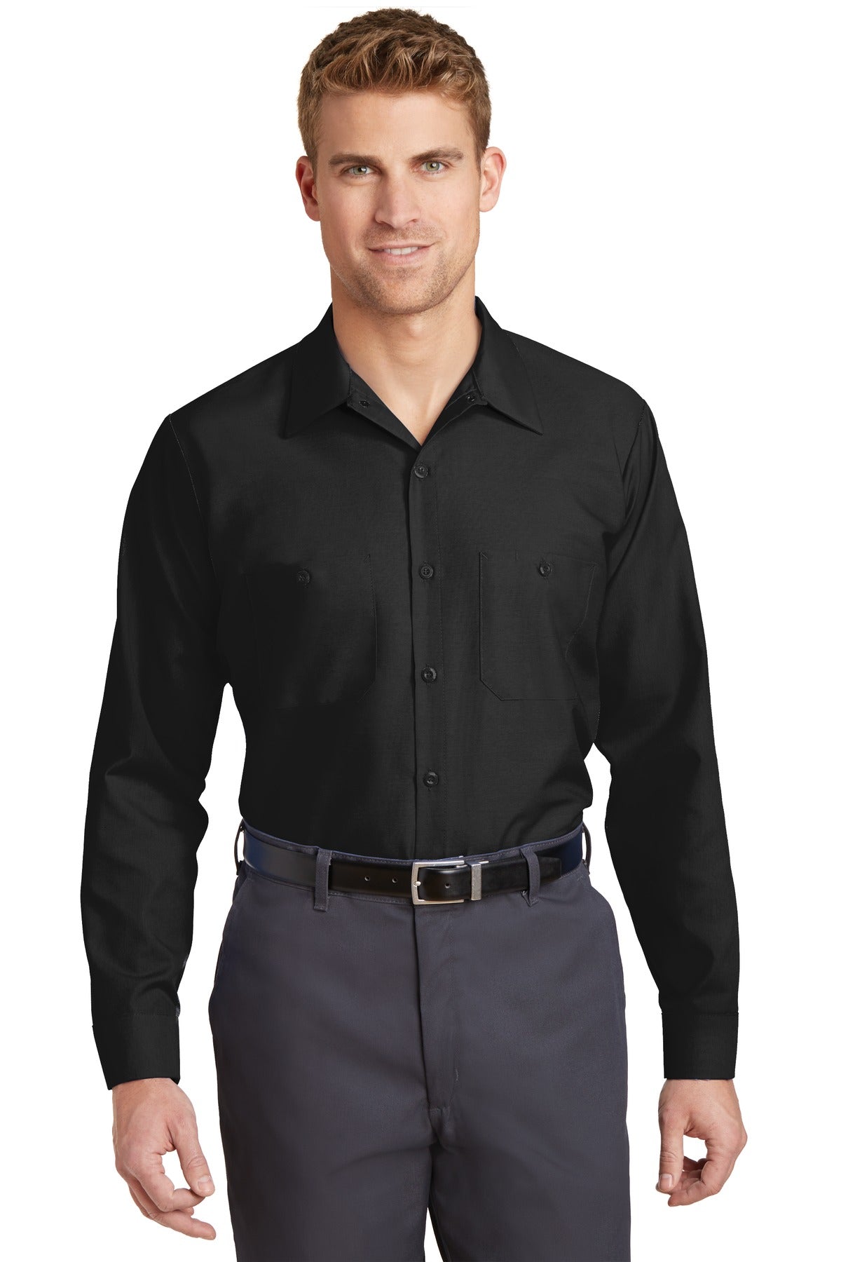 Red Kap Long Size  Long Sleeve Industrial Work Shirt - Black