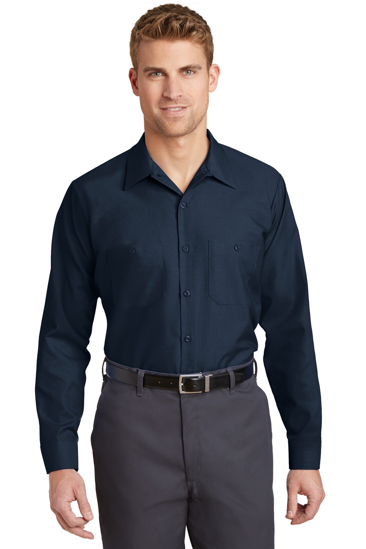 Red Kap Long Size  Long Sleeve Industrial Work Shirt - Navy