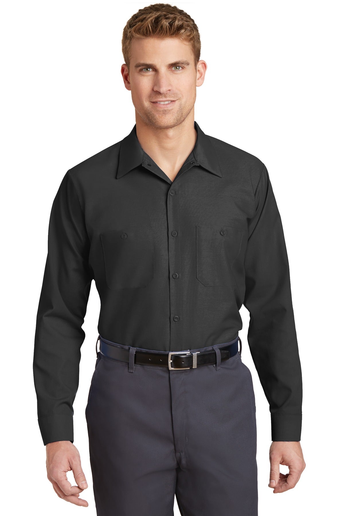 Red Kap Long Sleeve Industrial Work Shirt - Charcoal