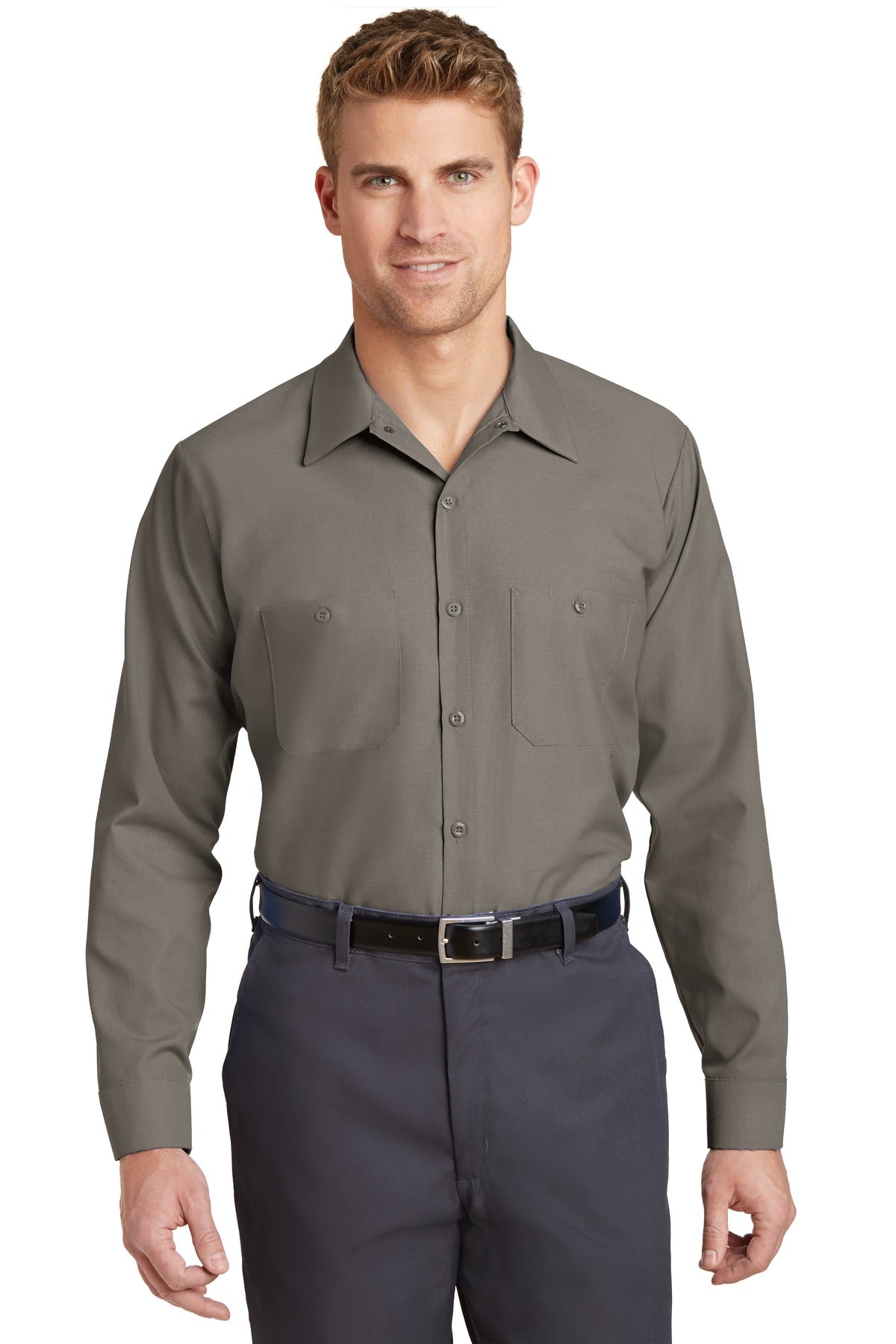 Red Kap Long Sleeve Industrial Work Shirt - Grey