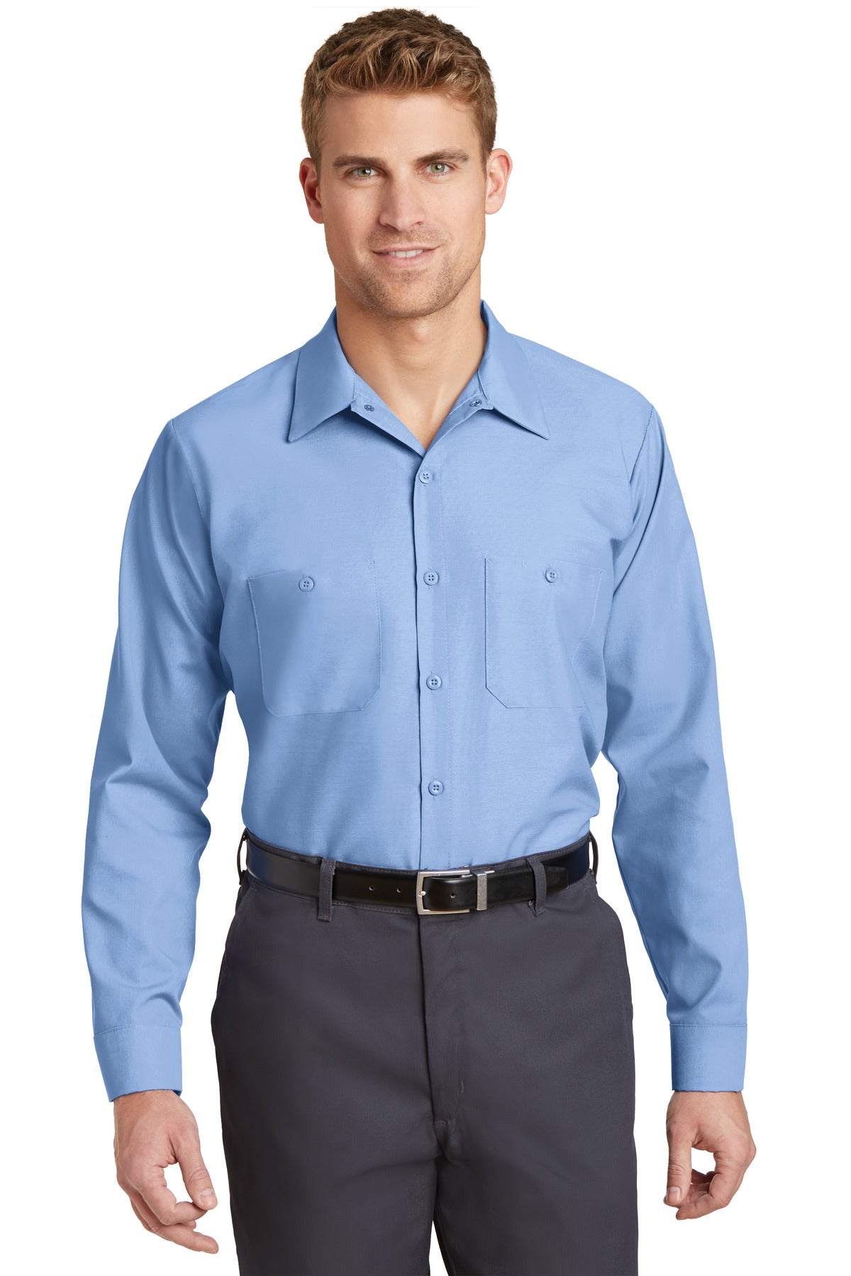Red Kap Long Sleeve Industrial Work Shirt - Light Blue