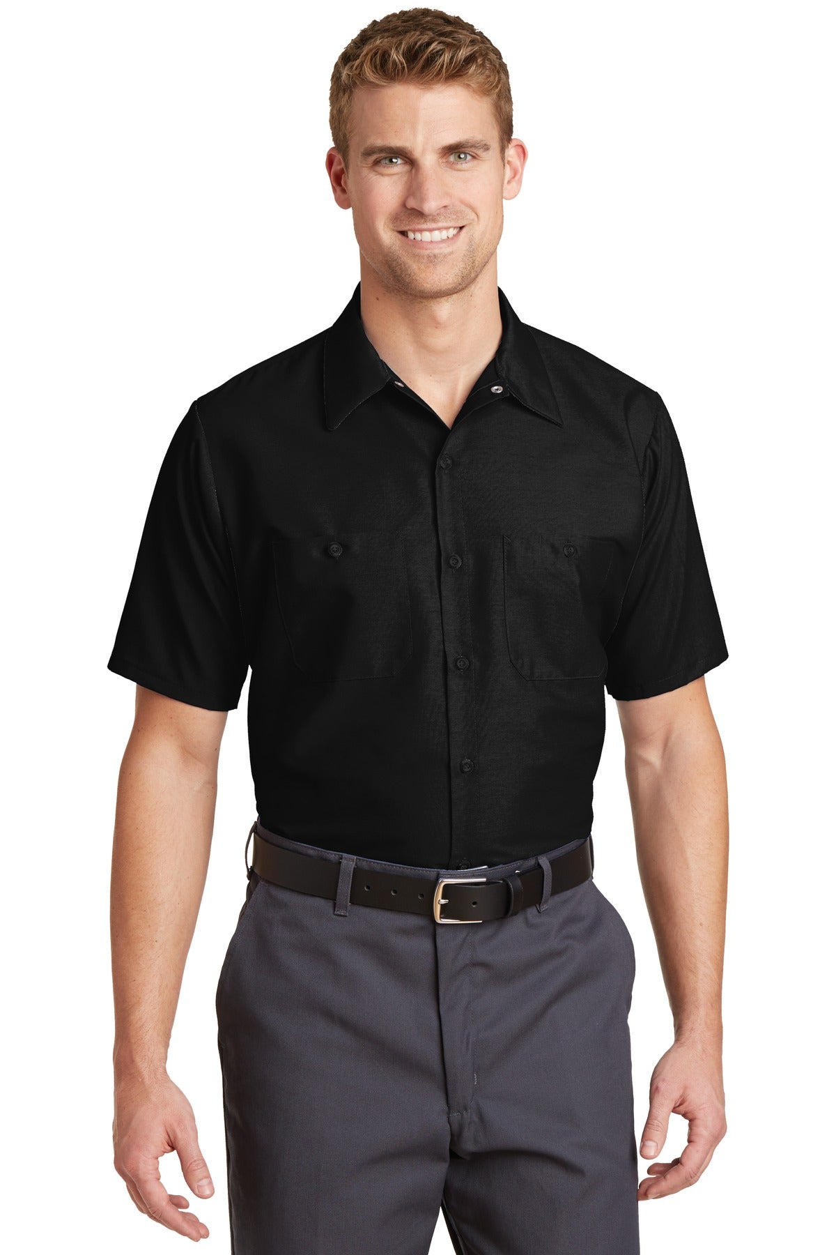 Red Kap Short Sleeve Industrial Work Shirt - Black