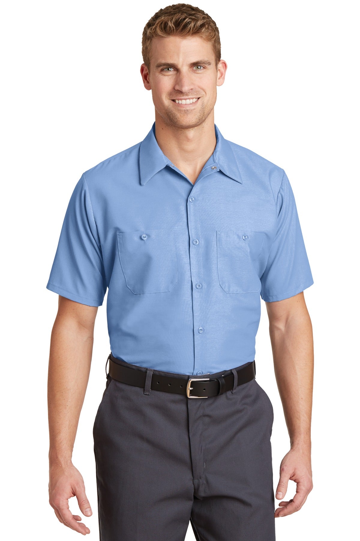 Red Kap Short Sleeve Industrial Work Shirt - Light Blue