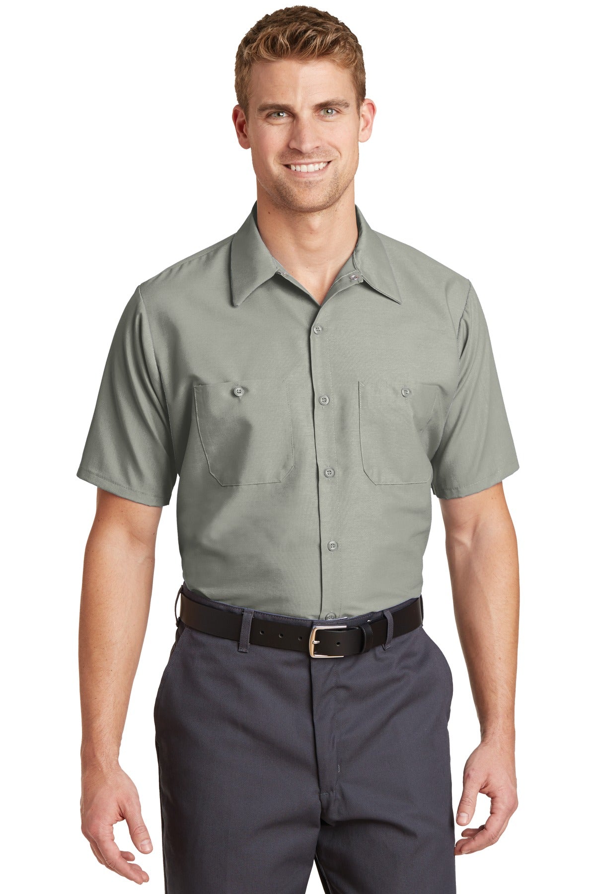 Red Kap Short Sleeve Industrial Work Shirt - Light Grey