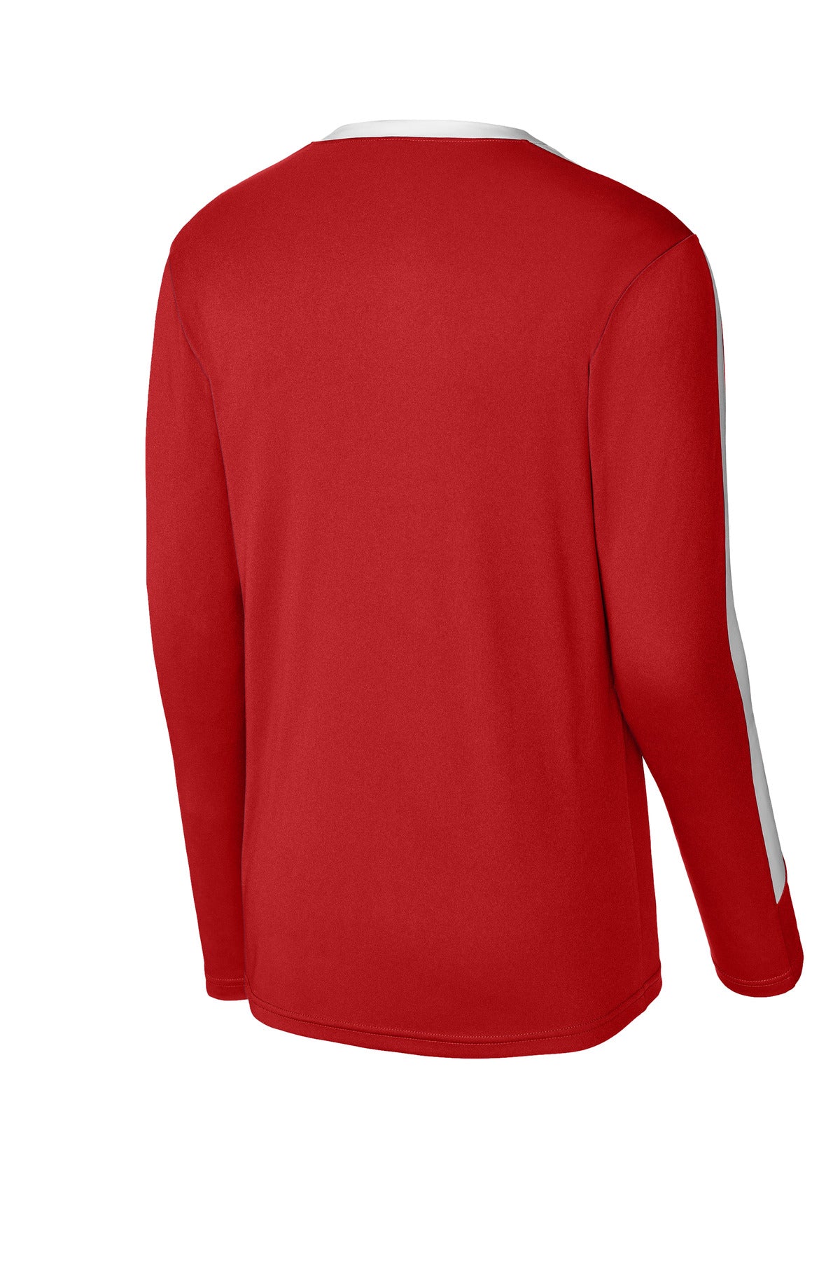 Sport-Tek Competitor United Long Sleeve Crew - Deep Red/ White
