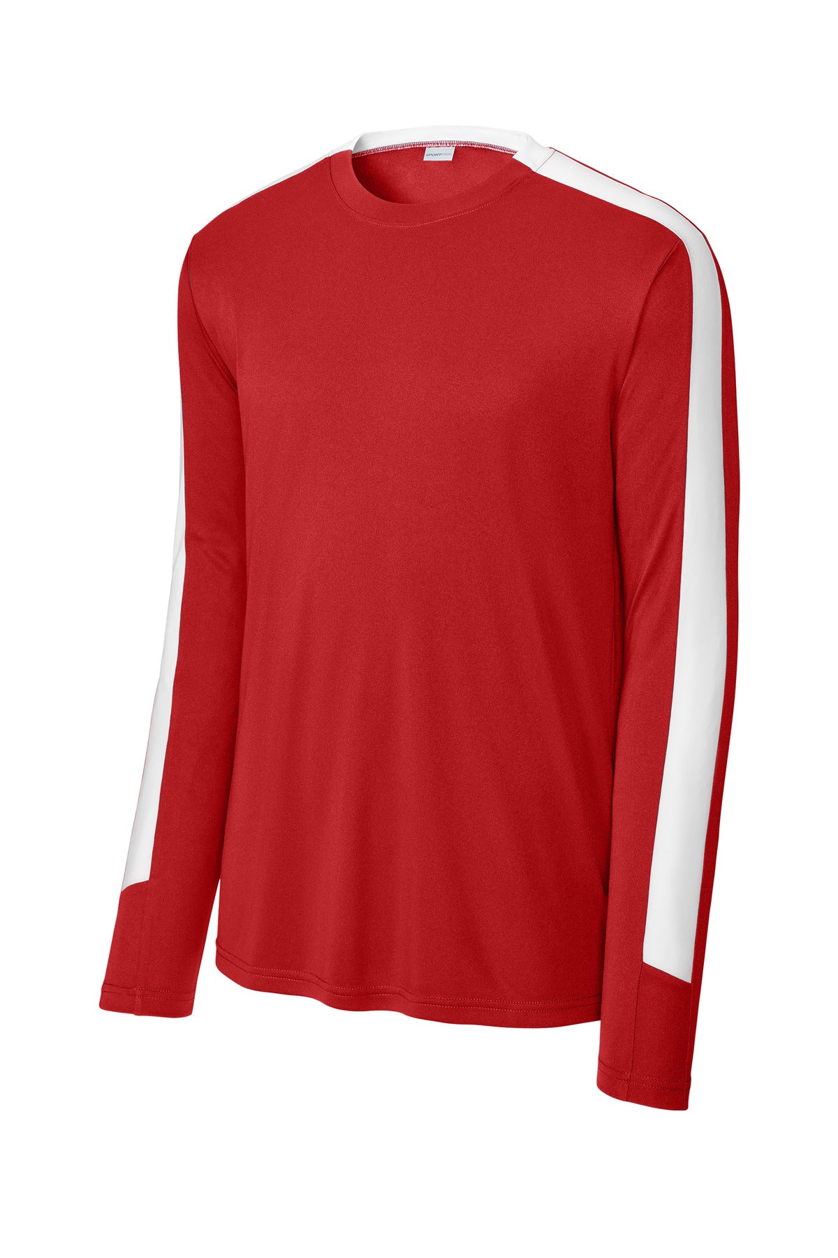 Sport-Tek Competitor United Long Sleeve Crew - Deep Red/ White