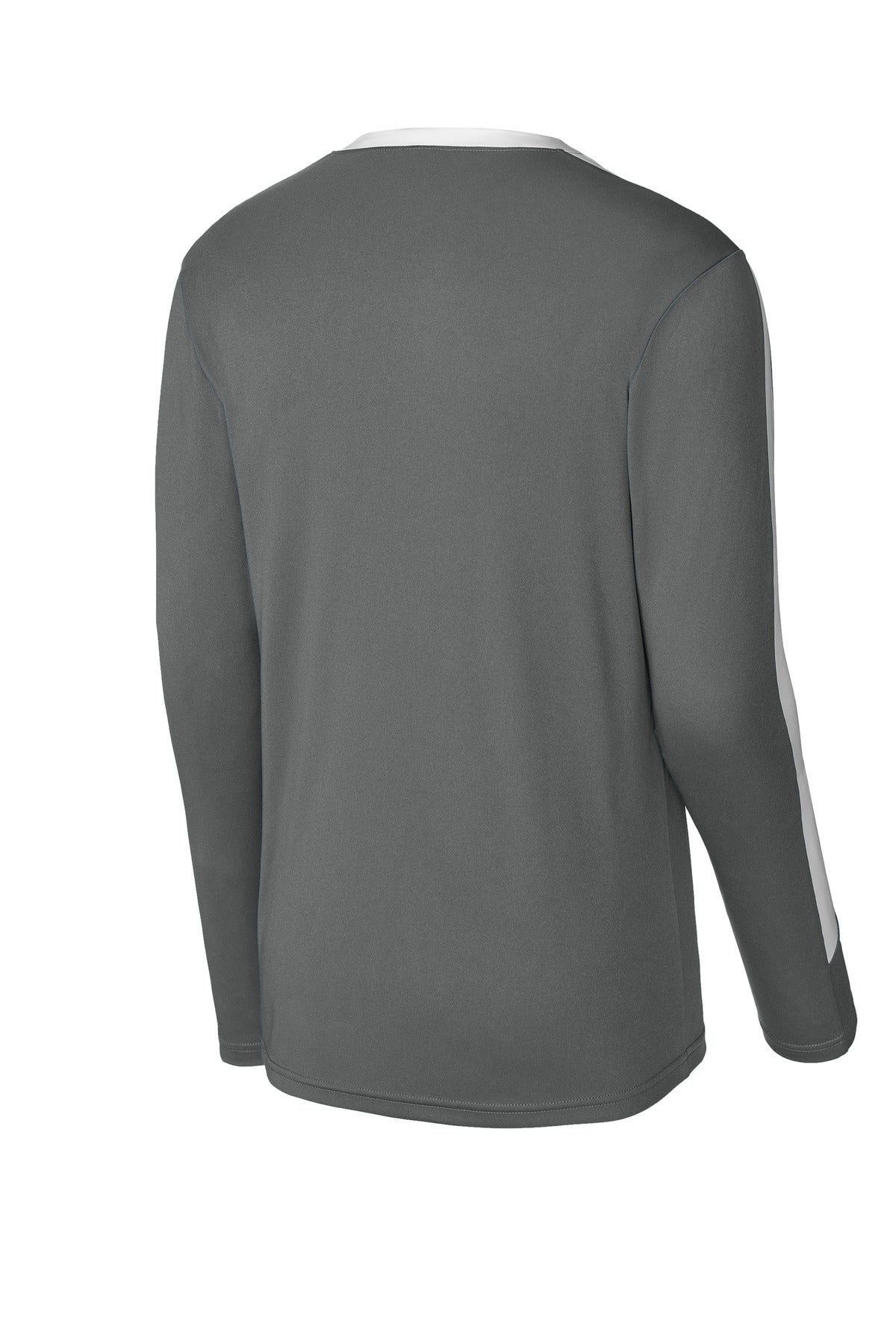 Sport-Tek Competitor United Long Sleeve Crew - Iron Grey/ White