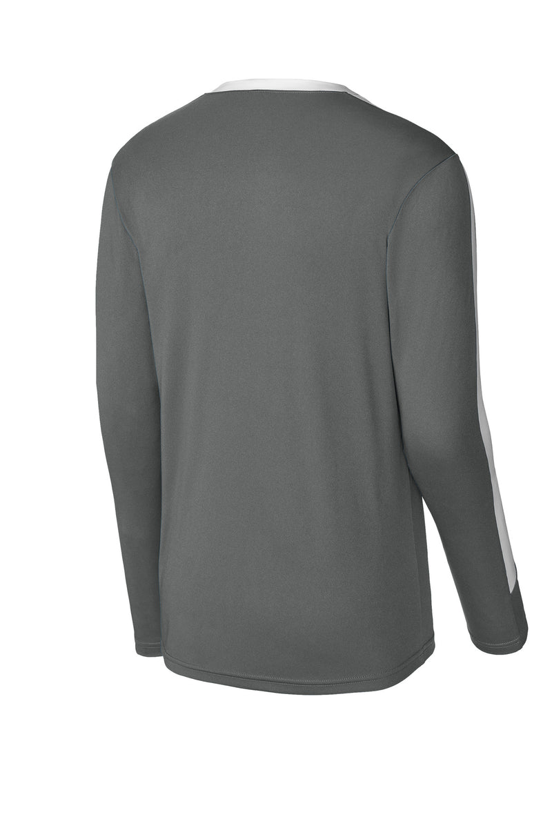 Sport-Tek Competitor United Long Sleeve Crew - Iron Grey/ White