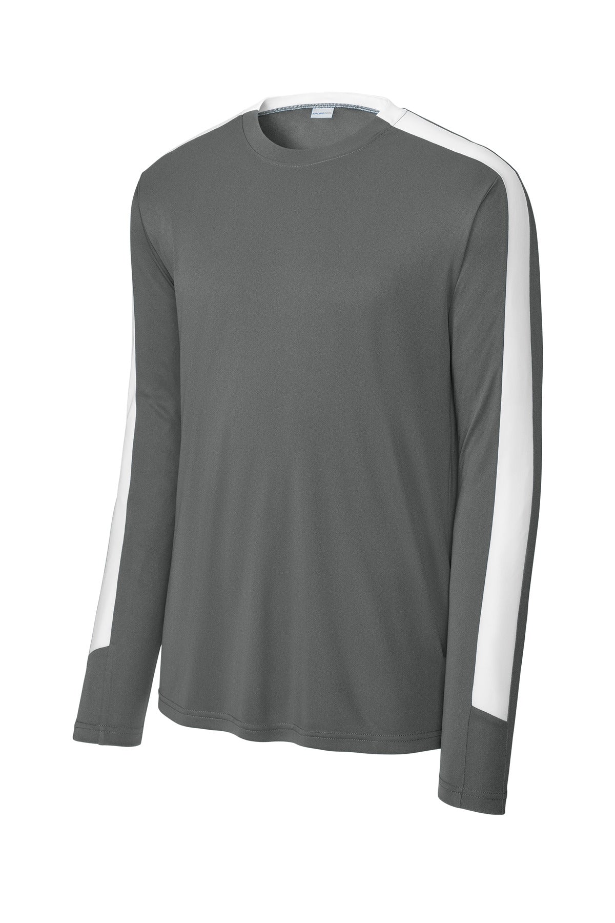Sport-Tek Competitor United Long Sleeve Crew - Iron Grey/ White
