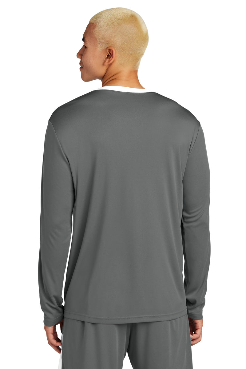 Sport-Tek Competitor United Long Sleeve Crew - Iron Grey/ White