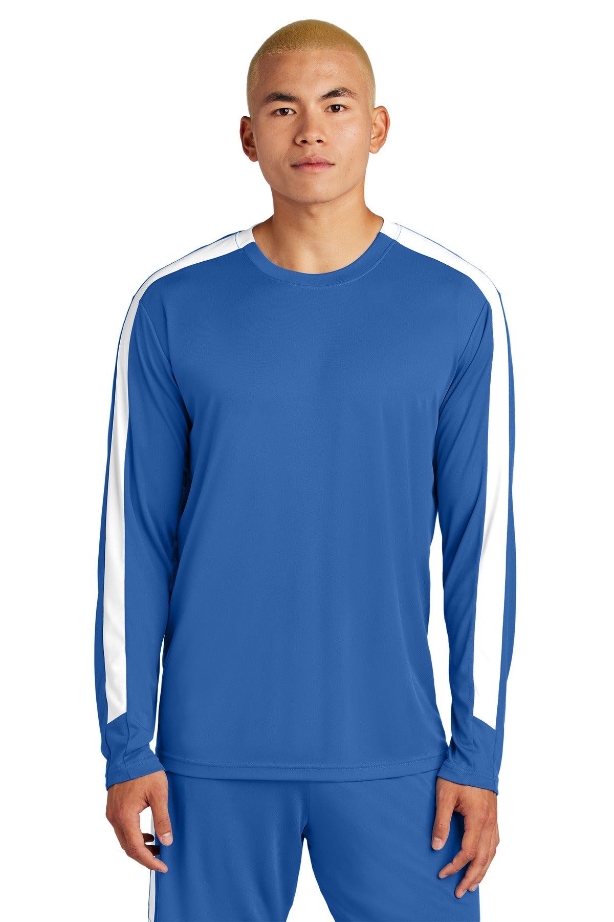 Sport-Tek Competitor United Long Sleeve Crew - True Royal/ White