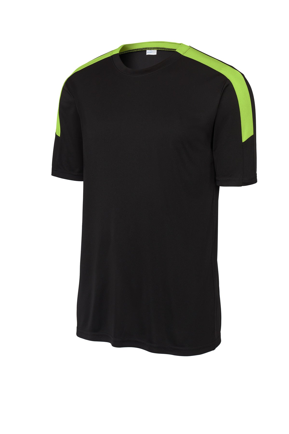 Sport-Tek Competitor United Crew - Black/ Lime Shock