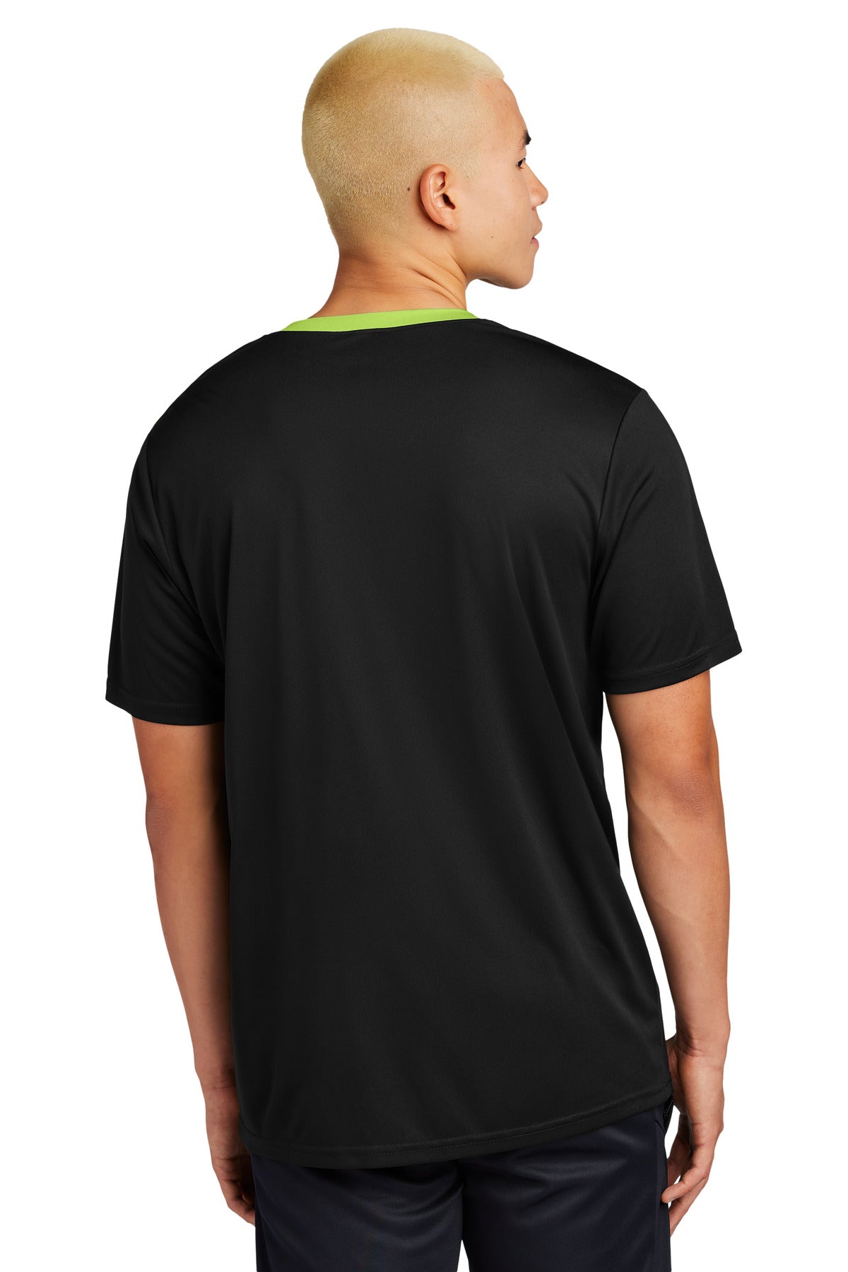 Sport-Tek Competitor United Crew - Black/ Lime Shock
