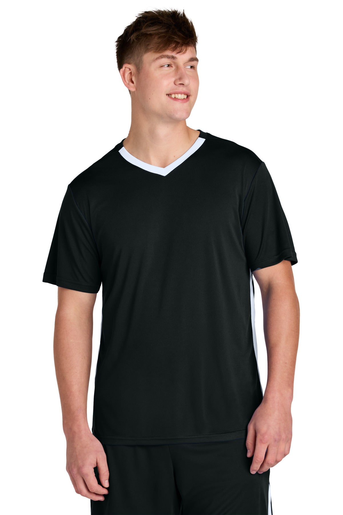 Sport-Tek Competitor United V-Neck - Black/ White