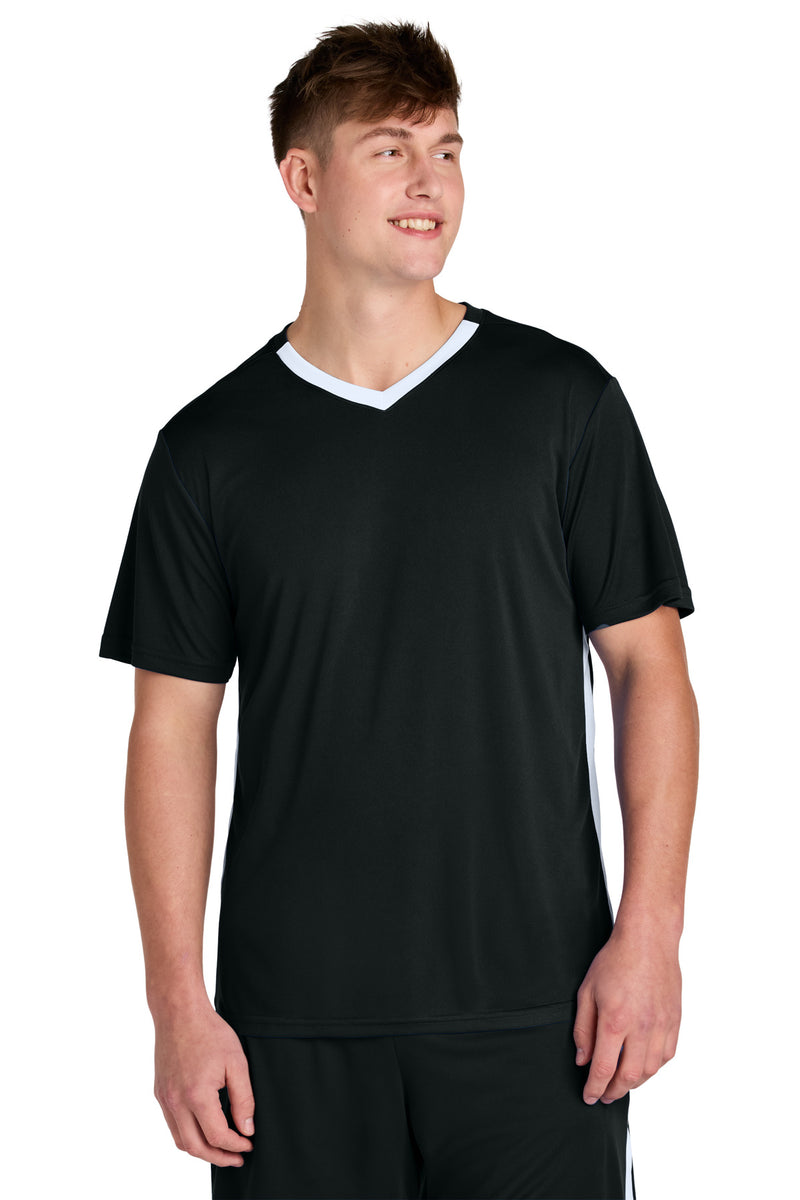 Sport-Tek Competitor United V-Neck - Black/ White