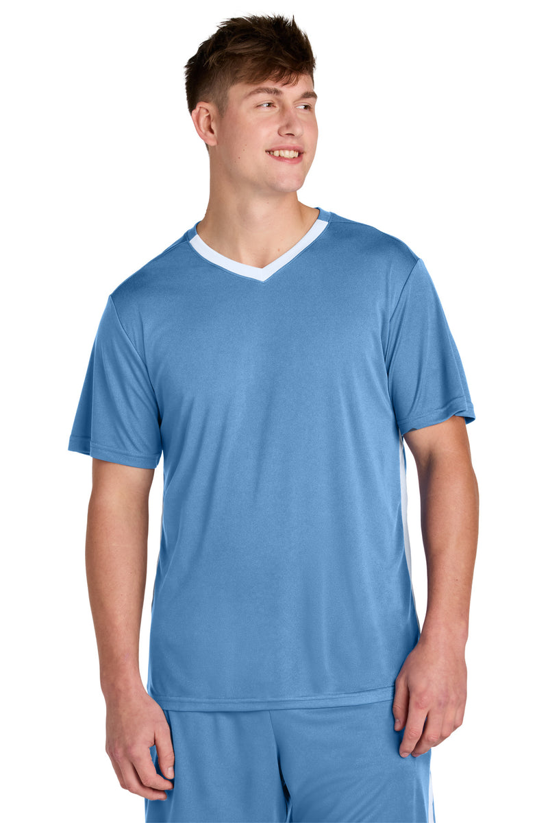 Sport-Tek Competitor United V-Neck - Carolina Blue/ White