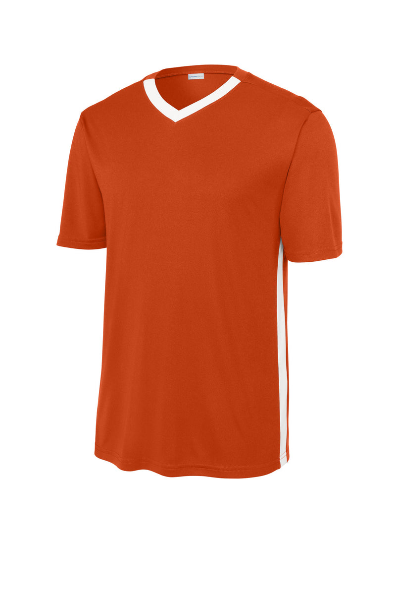 Sport-Tek Competitor United V-Neck - Deep Orange/ White