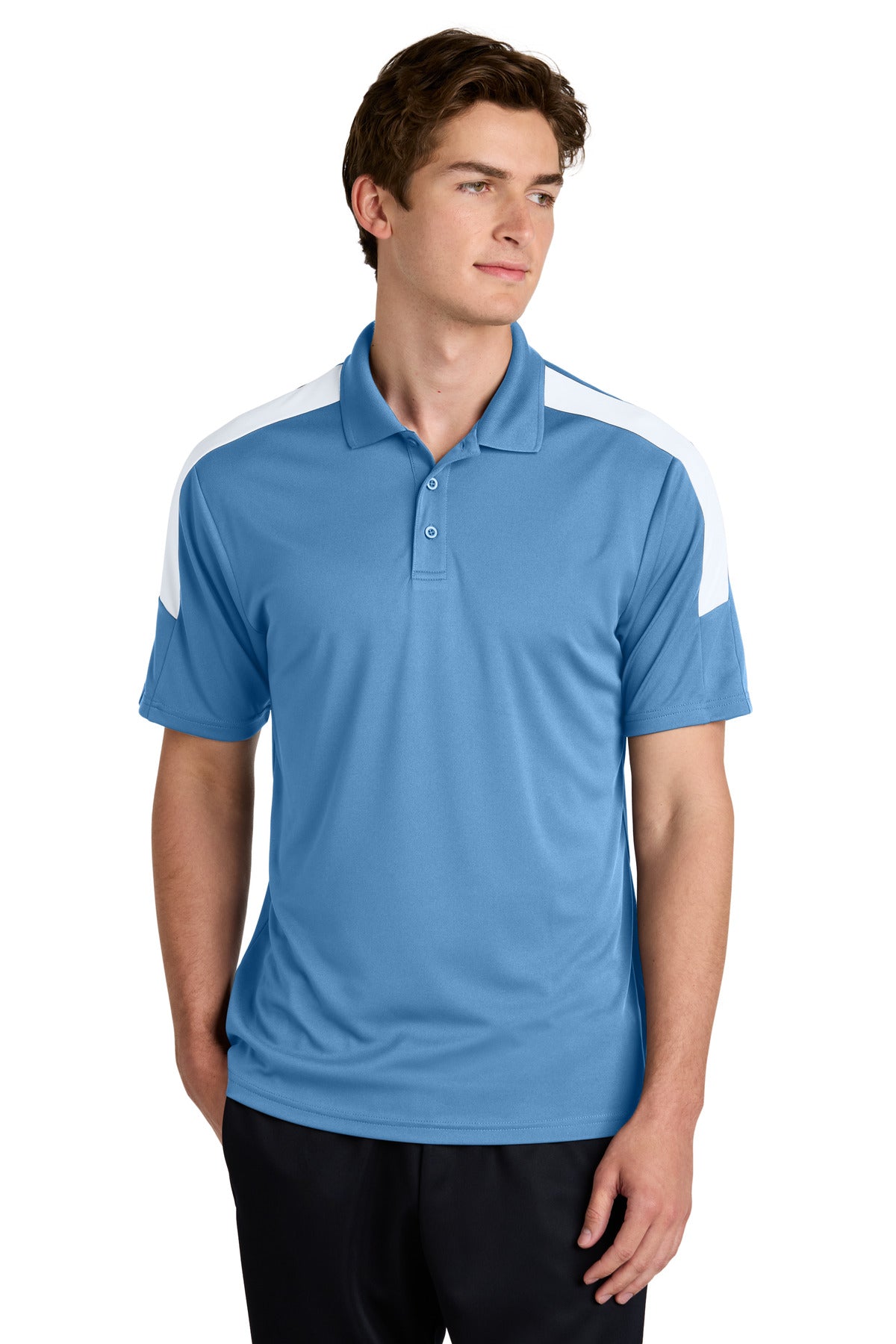 Sport-Tek Competitor United Polo - Carolina Blue/ White