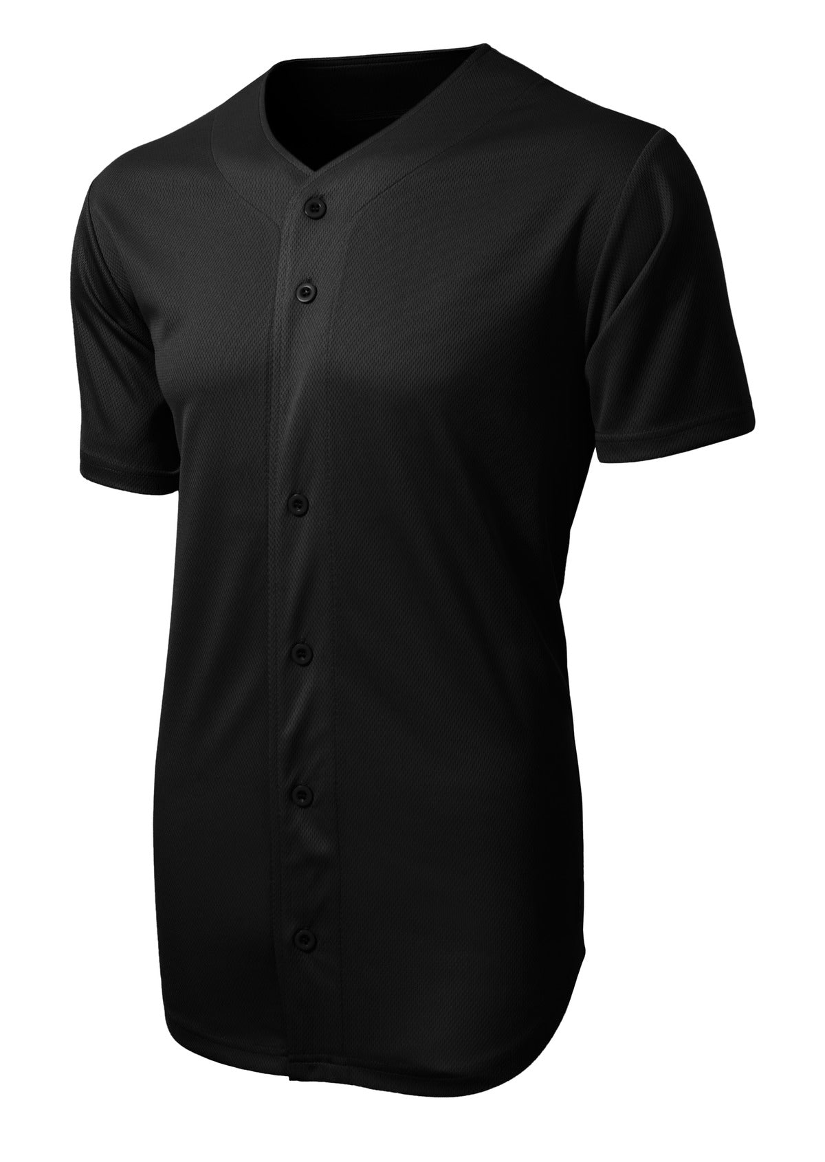 Sport-Tek PosiCharge Tough Mesh Full-Button Jersey - Black