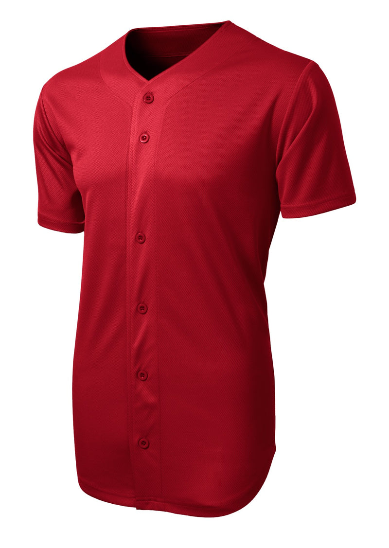 Sport-Tek PosiCharge Tough Mesh Full-Button Jersey - True Red