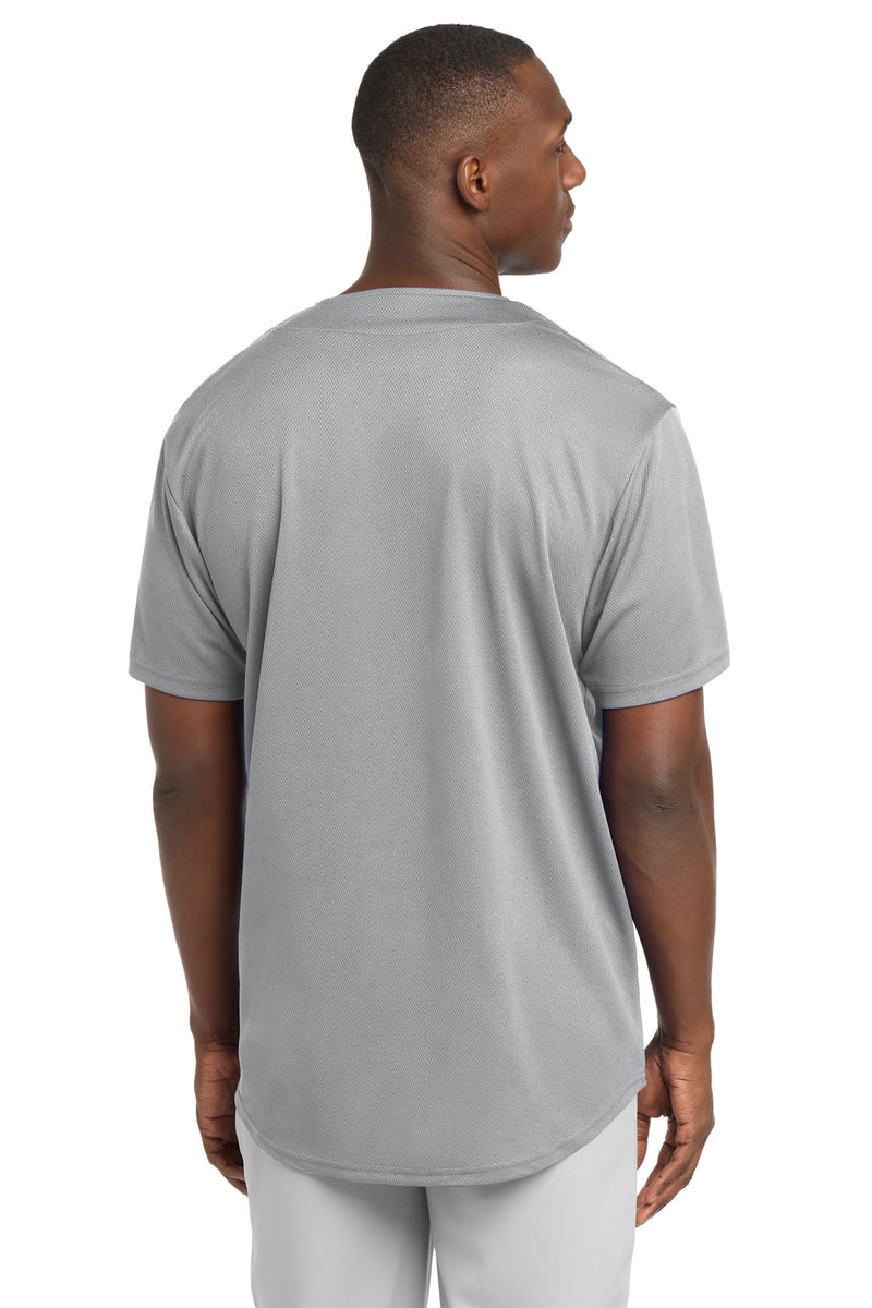 Sport-Tek PosiCharge Tough Mesh Full-Button Jersey - Silver