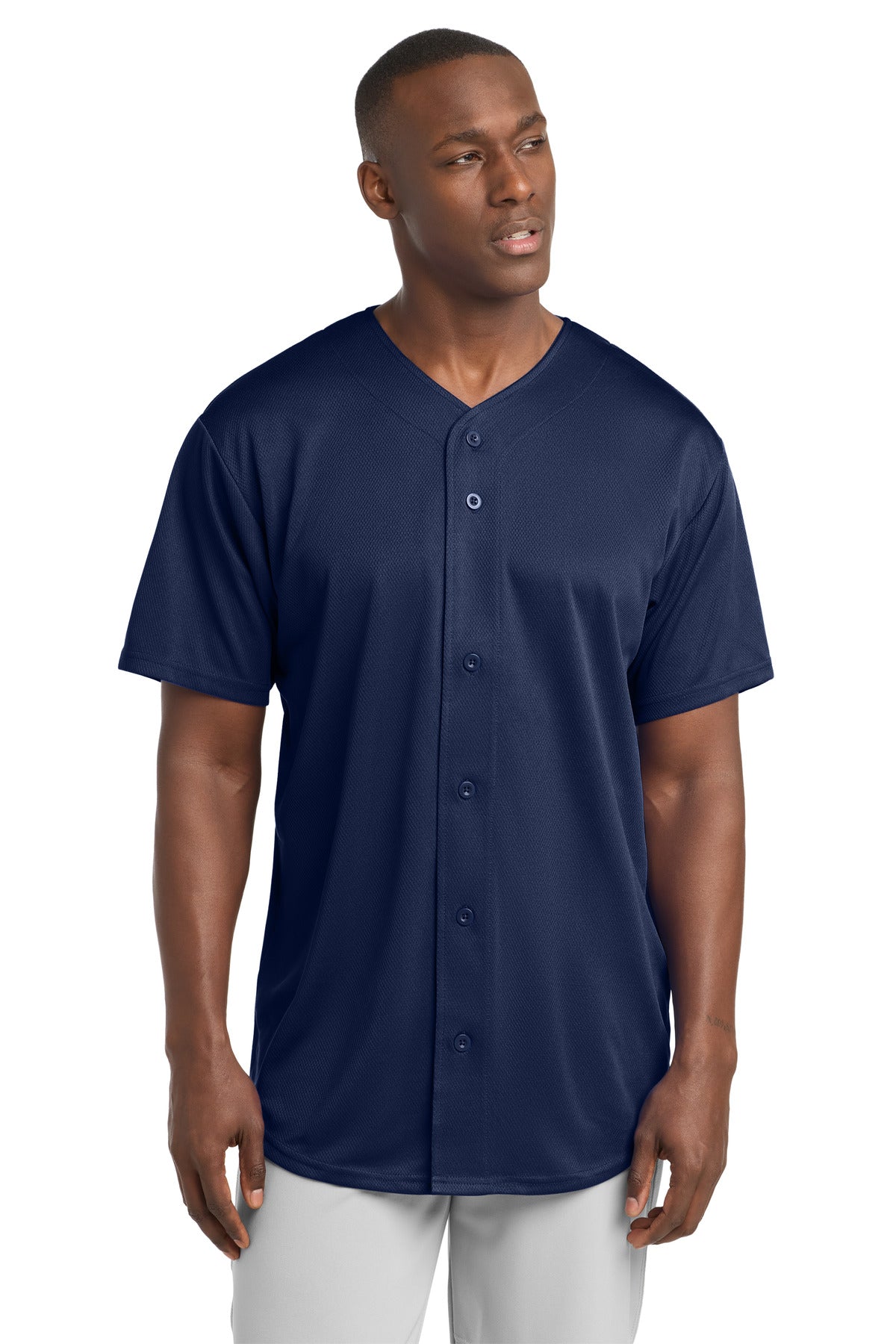 Sport-Tek PosiCharge Tough Mesh Full-Button Jersey - True Navy