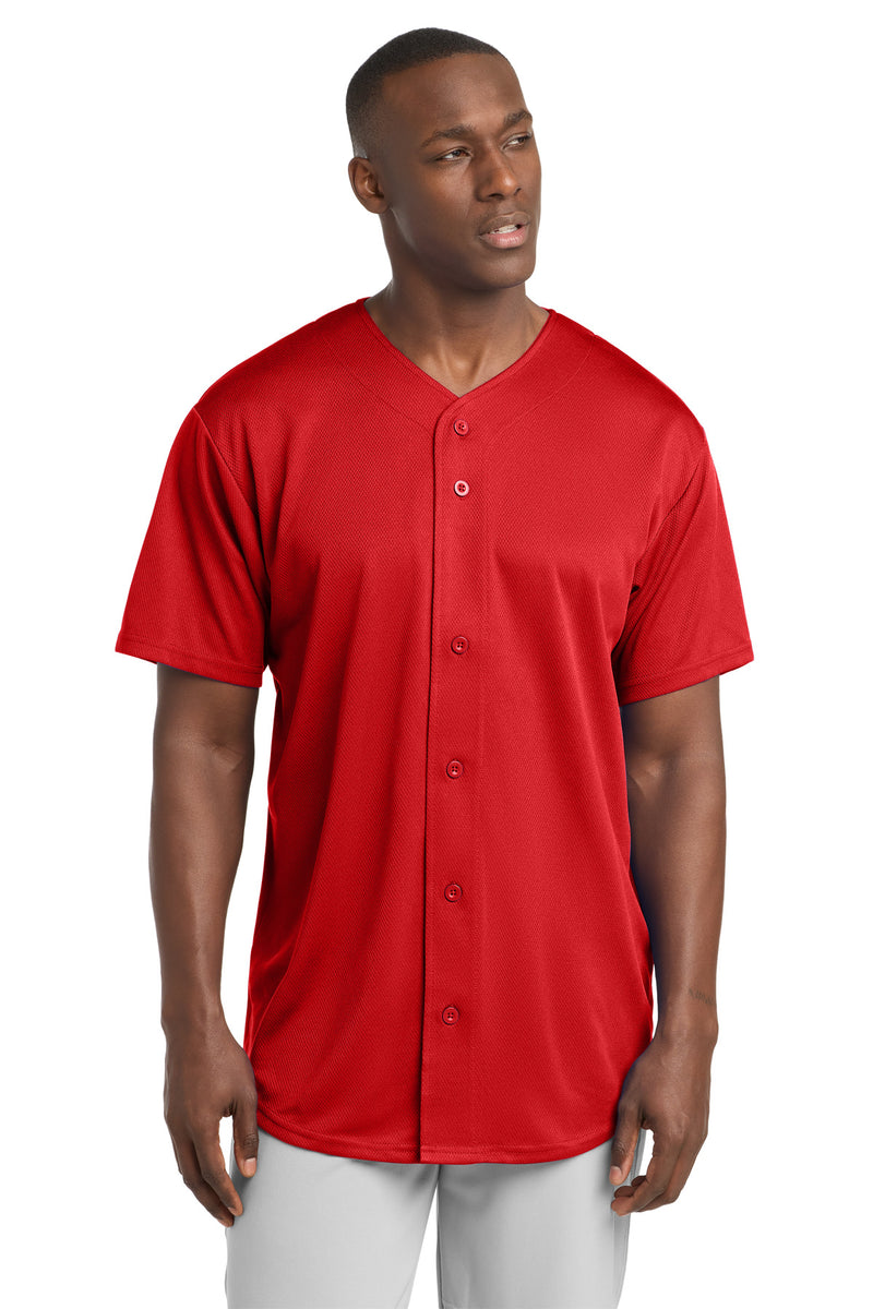 Sport-Tek PosiCharge Tough Mesh Full-Button Jersey - True Red
