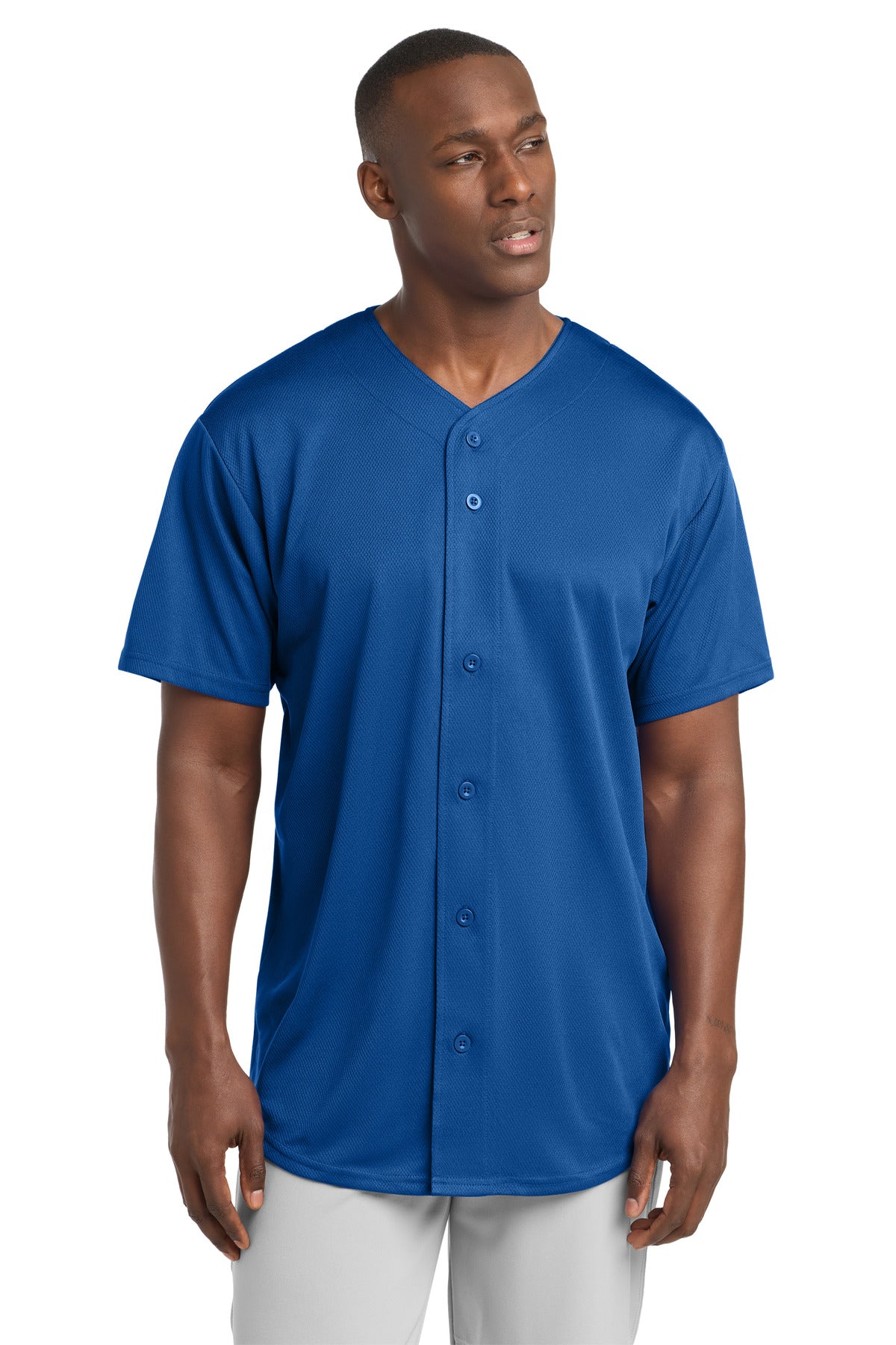 Sport-Tek PosiCharge Tough Mesh Full-Button Jersey - True Royal