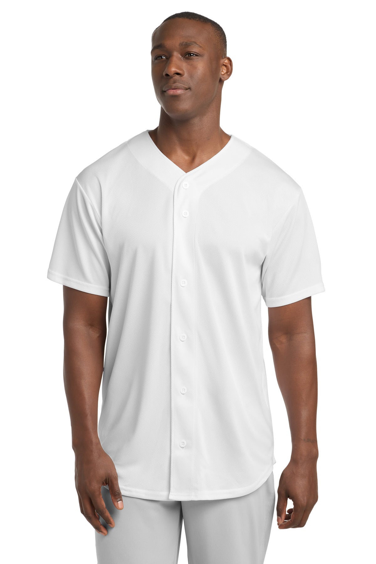 Sport-Tek PosiCharge Tough Mesh Full-Button Jersey - White