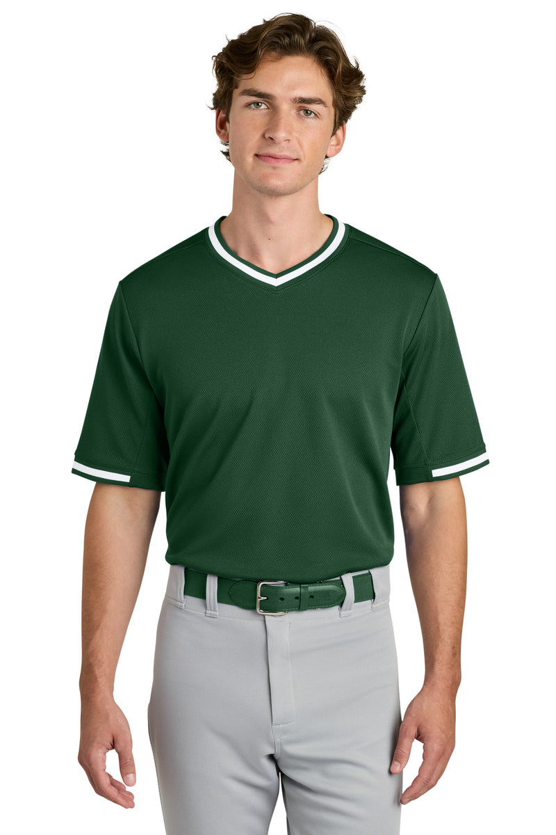 Sport-Tek Tough Mesh V-Neck Baseball Jersey - Forest Green