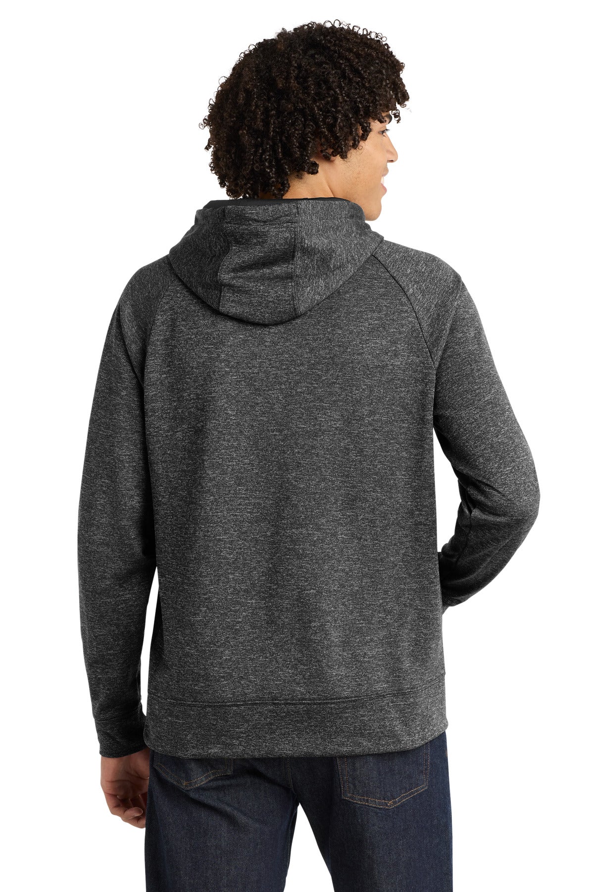 Sport-Tek PosiCharge Electric Heather Fleece Hooded Pullover - Grey-Black Electric