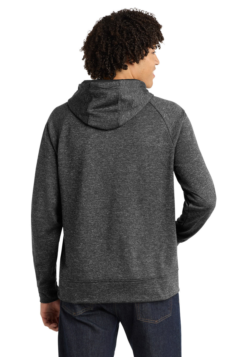 Sport-Tek PosiCharge Electric Heather Fleece Hooded Pullover - Grey-Black Electric