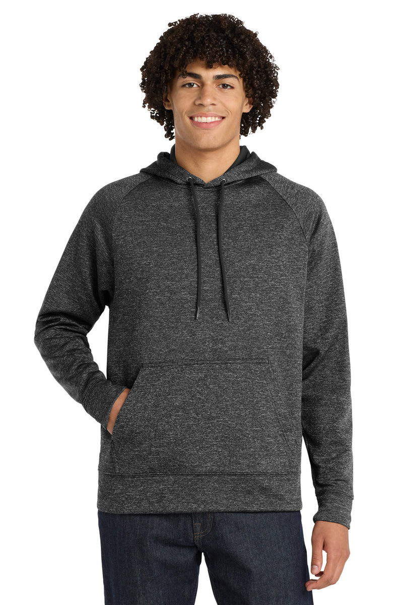Sport-Tek PosiCharge Electric Heather Fleece Hooded Pullover - Grey-Black Electric