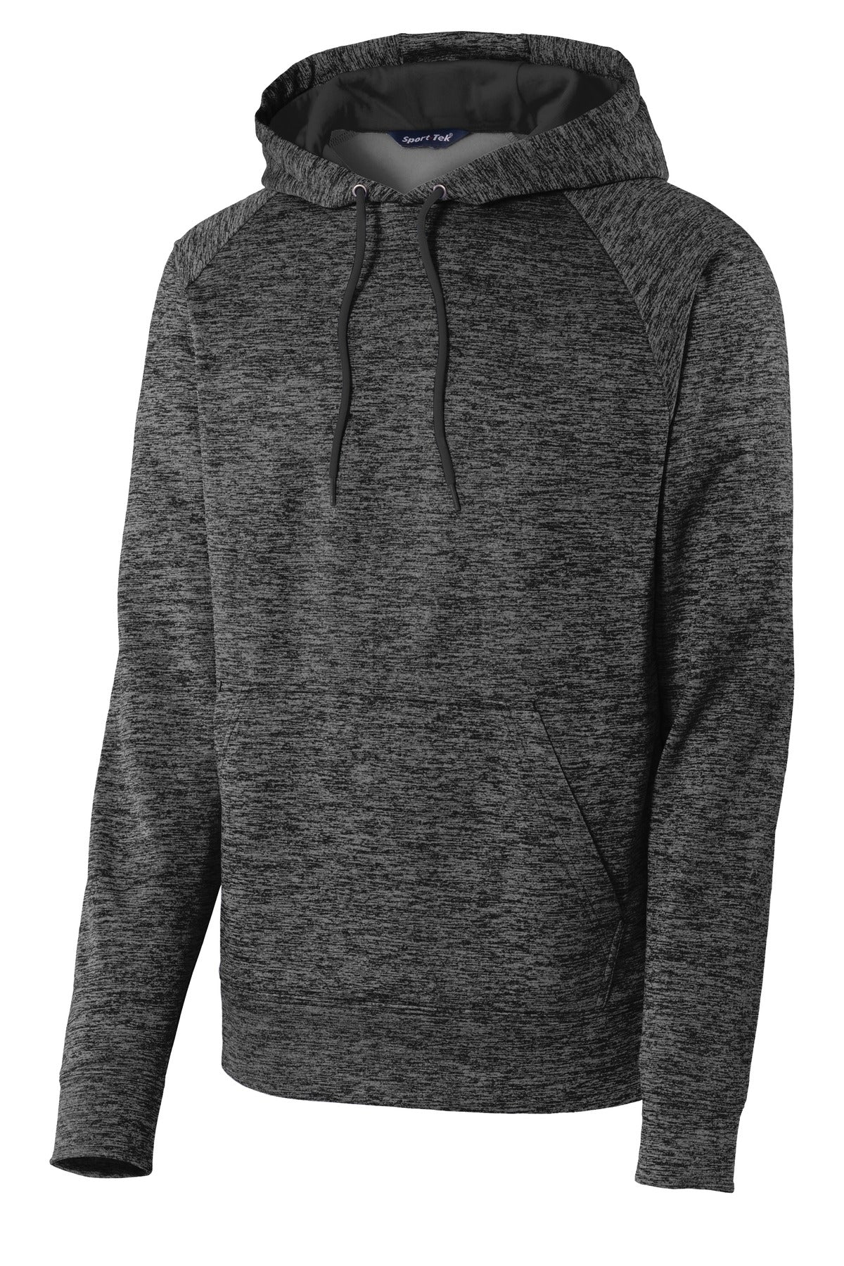 Sport-Tek PosiCharge Electric Heather Fleece Hooded Pullover - Grey-Black Electric