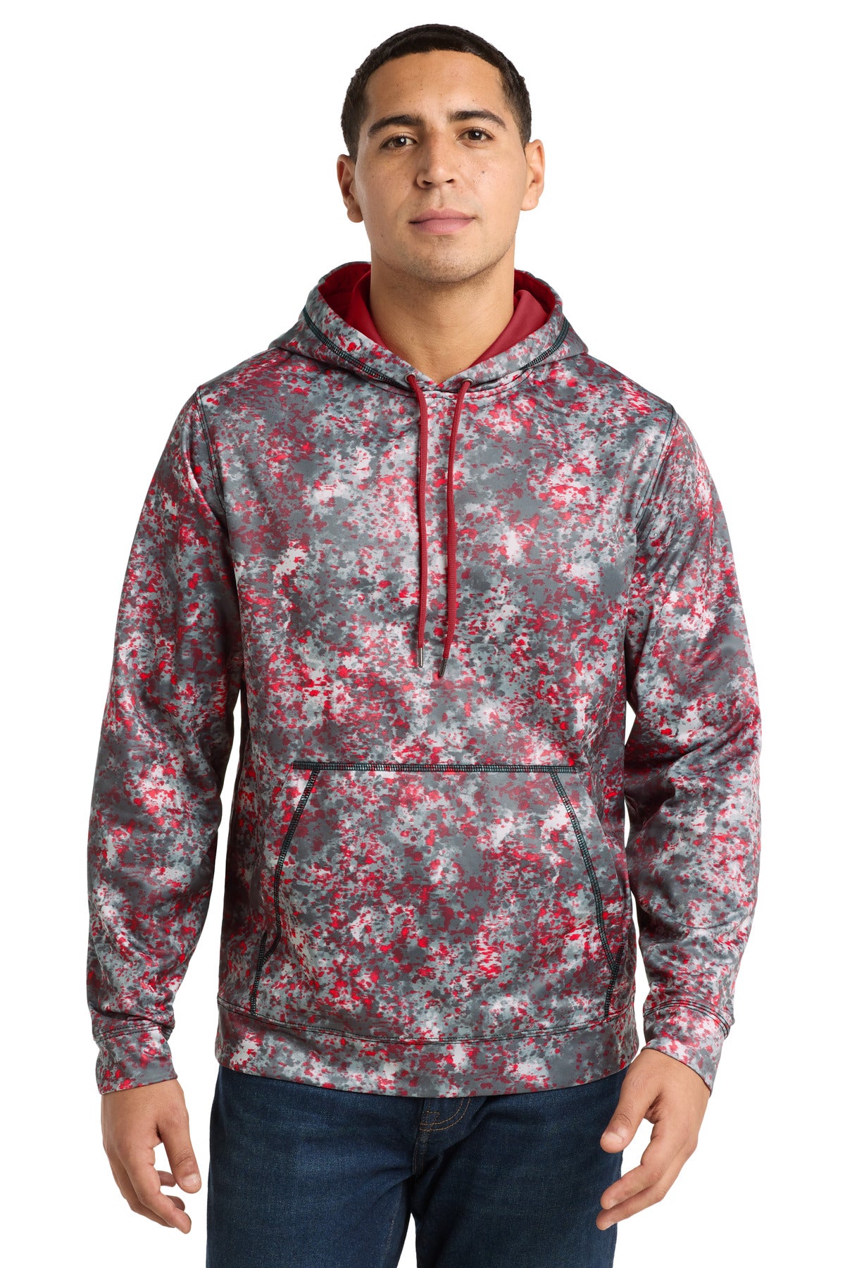 Sport-Tek Sport-Wick Mineral Freeze Fleece Hooded Pullover - Deep Red