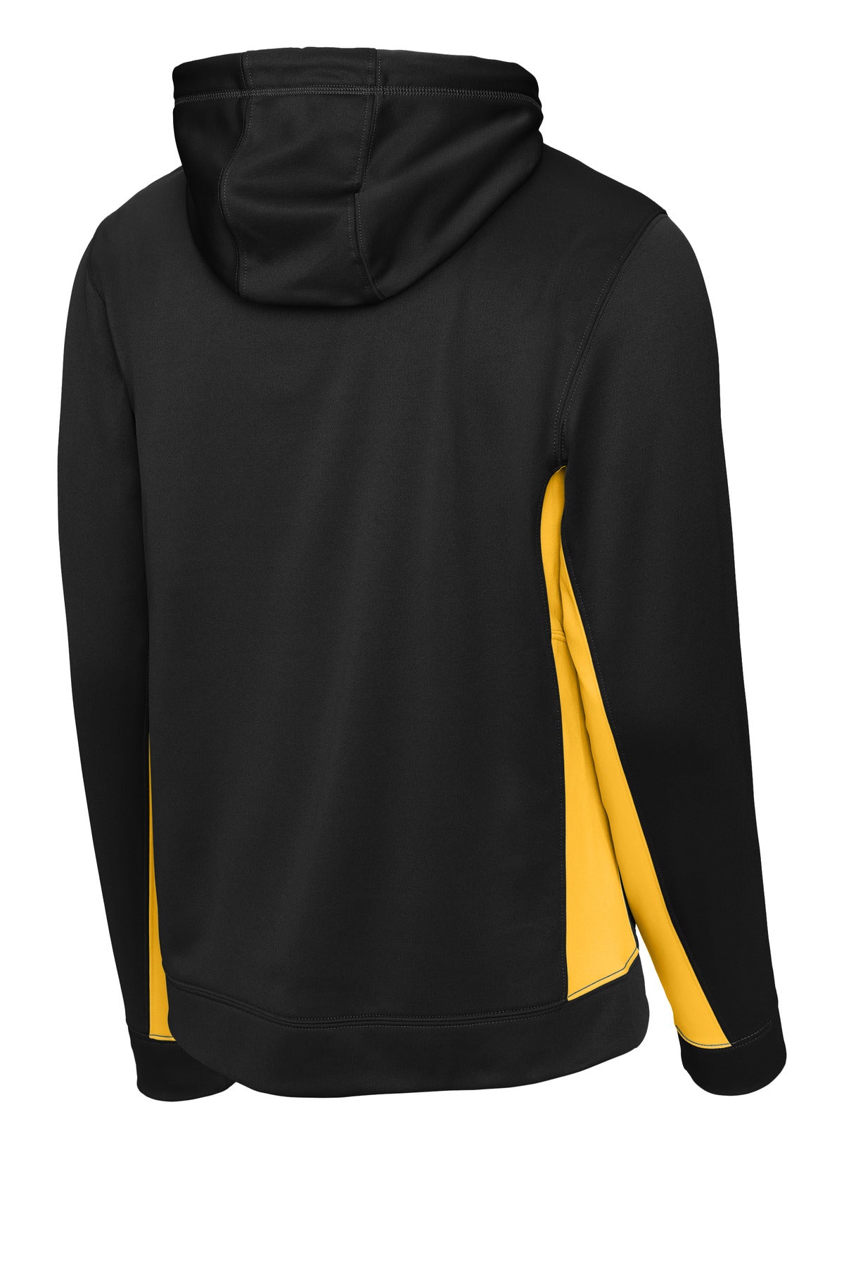 Sport-Tek Sport-Wick Fleece Colorblock Hooded Pullover - Black/ Gold