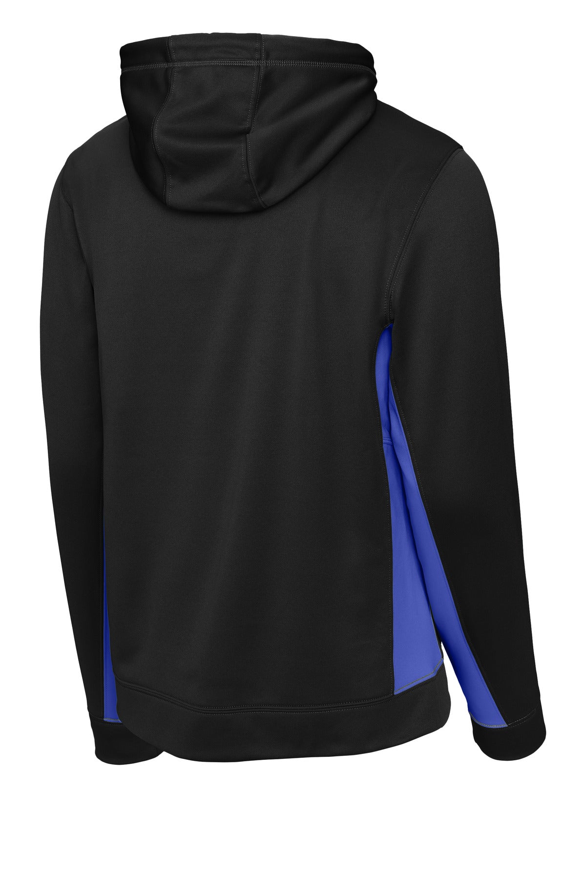 Sport-Tek Sport-Wick Fleece Colorblock Hooded Pullover - Black/ True Royal