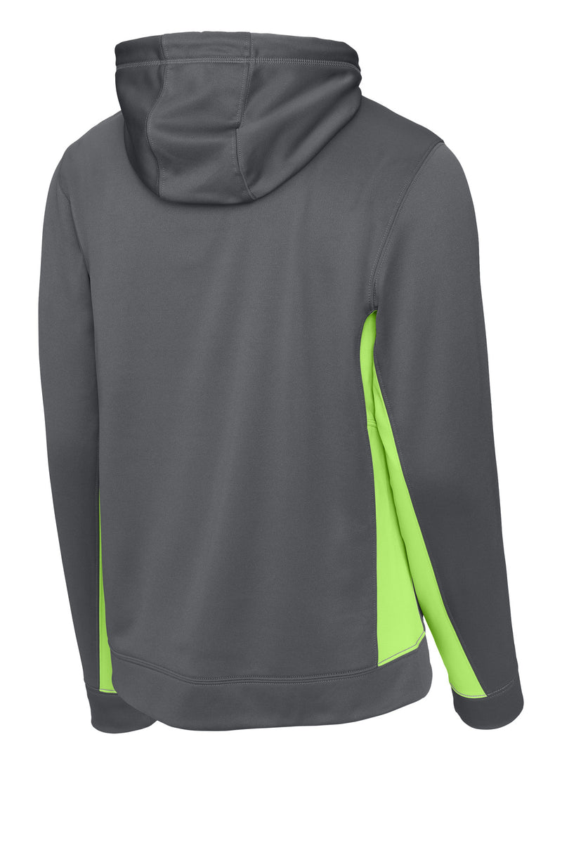 Sport-Tek Sport-Wick Fleece Colorblock Hooded Pullover - Dark Smoke Grey/ Lime Shock